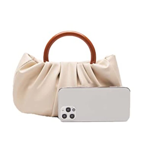 Ruched Mini Clutch Purse Elegant Chic Evening Bag Soft Faux Leather